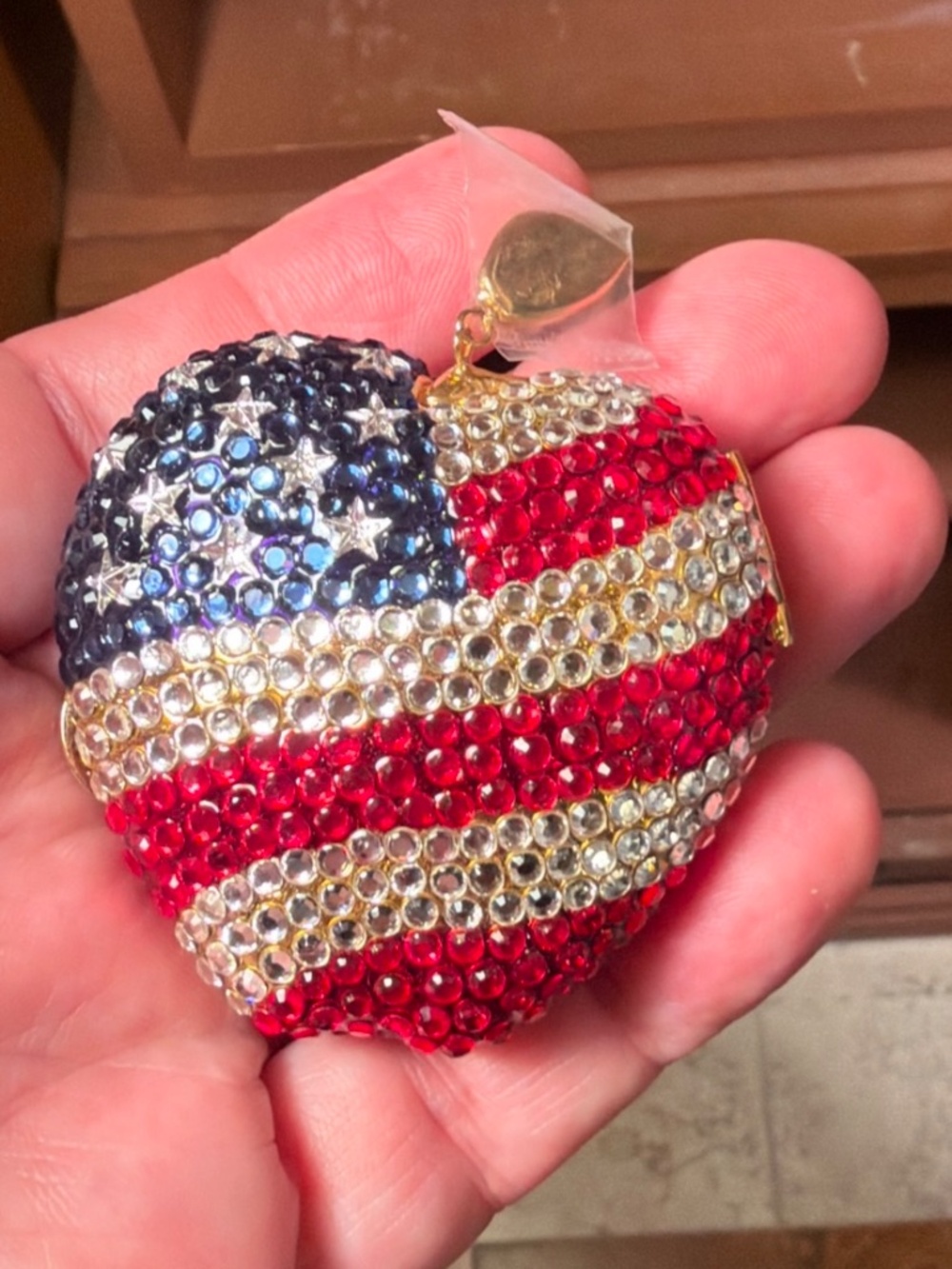 Estée Lauder 2003 New York Spirit Apple Flag Crystal Powder Compact UNUSED Mint